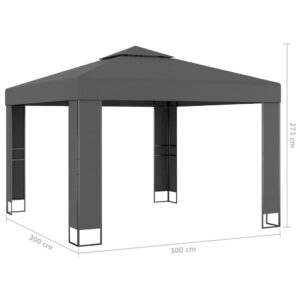 vidaXL Paviljong med dubbeltak och ljusslinga LED 3x3 m antracit - Bild 7