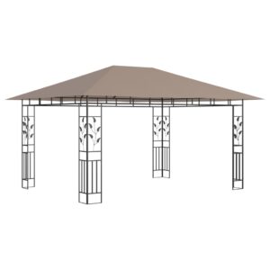 vidaXL Paviljong myggnät och ljusslinga LED 4x3x2,73 m taupe 180 g/m² - Bild 5