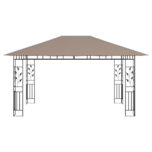 vidaXL Paviljong myggnät och ljusslinga LED 4x3x2,73 m taupe 180 g/m² - Bild 6