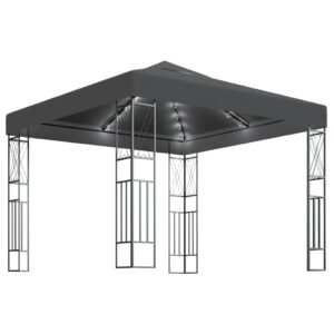 vidaXL Paviljong med ljusslinga LED 3x3 m antracit tyg - Bild 2