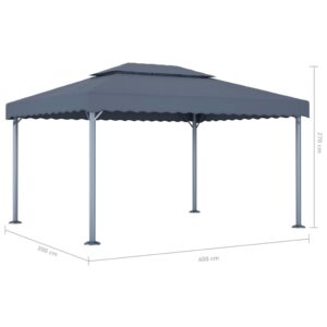 vidaXL Paviljong med ljusslinga LED 400x300 cm antracit aluminium - Bild 9