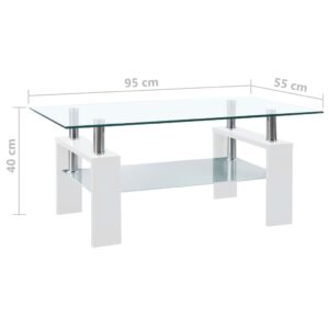 vidaXL Soffbord vit och transparent 95x55x40 cm härdat glas - Bild 6