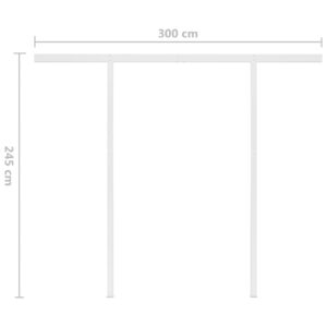 vidaXL Markis med stolpar manuellt infällbar 3x2,5 m blå och vit - Bild 11