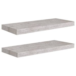 vidaXL Svävande vägghyllor 2 st betonggrå 60x23,5x3,8 cm MDF - Bild 2