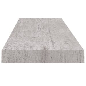 vidaXL Svävande vägghyllor 2 st betonggrå 80x23,5x3,8 cm MDF - Bild 6