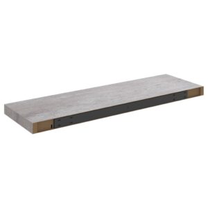 vidaXL Svävande vägghyllor 2 st betonggrå 80x23,5x3,8 cm MDF - Bild 7