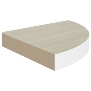 vidaXL Svävande hörnhyllor 4 st ek och vit 35x35x3,8 cm MDF - Bild 5