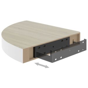 vidaXL Svävande hörnhyllor 4 st ek och vit 35x35x3,8 cm MDF - Bild 8