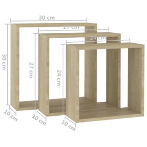 vidaXL Vägghylla kubformad 3 st sonoma-ek - Bild 11