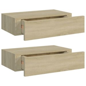 vidaXL Väggmonterade lådor ek 2 st 40x23,5x10 cm MDF - Bild 2