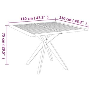 vidaXL Trädgårdsbord 110x110x75 cm massivt akaciaträ - Bild 5