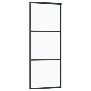 vidaXL Skjutdörr ESG-glas och aluminium 76x205 cm svart - Bild 3