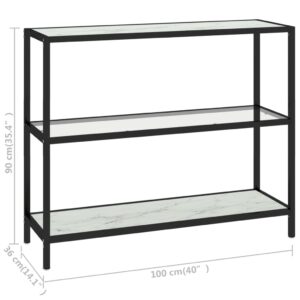 vidaXL Hylla transparent och vit marmor 100x36x90 cm härdat glas - Bild 8