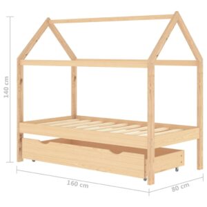 vidaXL Barnsäng med låda vit massiv furu 80x160 cm - Bild 7