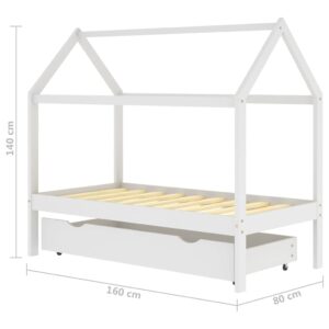 vidaXL Barnsäng med låda vit massiv furu 80x160 cm - Bild 7