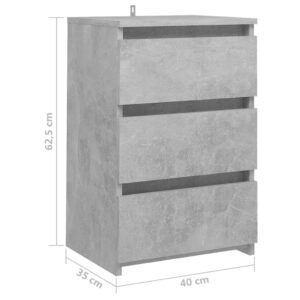 vidaXL Sängbord betonggrå 40x35x62,5 cm konstruerat trä - Bild 7