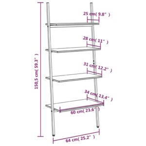 vidaXL Hylla 4 hyllplan ljusbrun och svart 64x34x150,5 cm - Bild 8