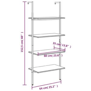 vidaXL Hylla 4 hyllplan svart 64x35x152,5 cm - Bild 8