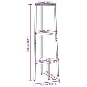 vidaXL Hörnhylla 3 hyllplan svart 45,5x31,5x120 cm - Bild 8