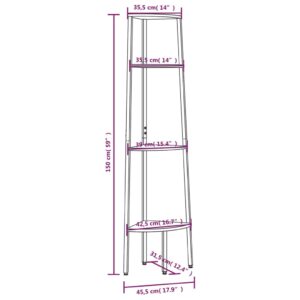 vidaXL Hörnhylla 4 hyllplan mörkbrun och svart 45,5x31,5x150 cm - Bild 8