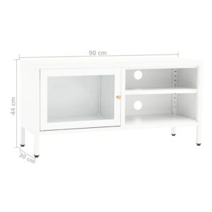 vidaXL TV-bänk vit 90x30x44 cm stål och glas - Bild 10