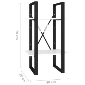 vidaXL Bokhylla 2 hyllplan vit 40x30x70 cm konstruerat trä - Bild 7