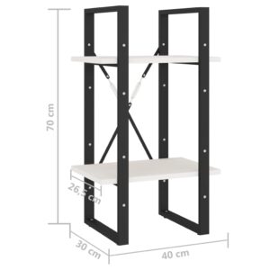 vidaXL Bokhylla 2 hyllplan vit 40x30x70 cm massiv furu - Bild 8