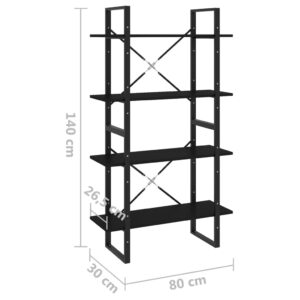 vidaXL Bokhylla 4 hyllplan svart 80x30x140 cm spånskiva - Bild 7