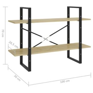 vidaXL Bokhylla 2 hyllor sonoma-ek 100x30x70 cm konstruerat trä - Bild 7