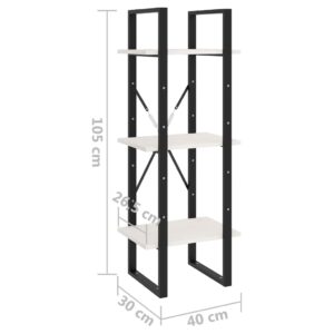 vidaXL Bokhylla 3 hyllplan vit 40x30x105 cm massiv furu - Bild 8