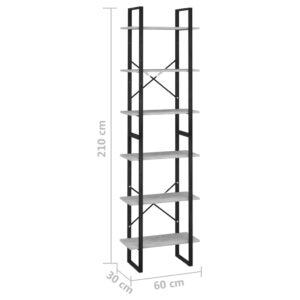 vidaXL Förvaringshylla betonggrå 60x30x210 cm konstruerat trä - Bild 8