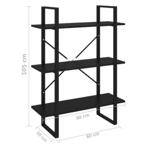 vidaXL Bokhylla svart 80x30x105 cm spånskiva - Bild 5