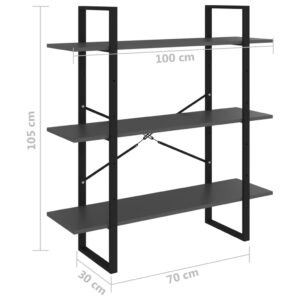 vidaXL Bokhylla grå 100x30x105 cm spånskiva - Bild 7