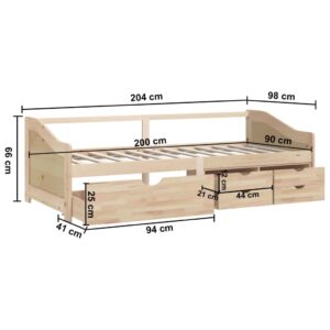 vidaXL Dagbädd 3-sits med lådor massiv furu 90x200 cm - Bild 9