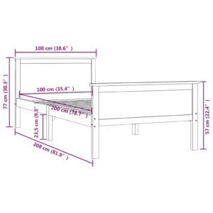 vidaXL Sängram massiv furu 100x200 cm - Bild 7