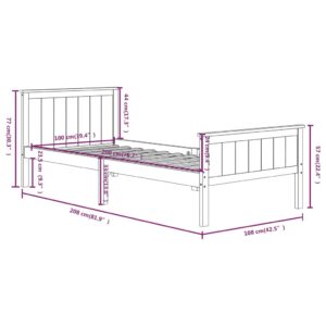 vidaXL Sängram mörkbrun massiv furu 100x200 cm - Bild 7