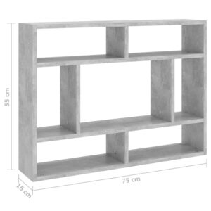 vidaXL Vägghylla betonggrå 75x16x55 cm konstruerat trä - Bild 6