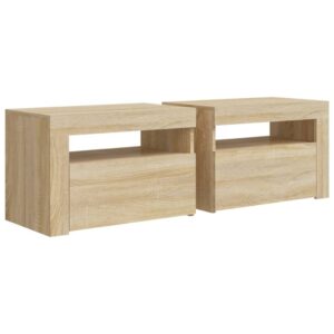 vidaXL Sängbord 2 st med LED-belysning Sonoma ek 60x35x40 cm - Bild 3