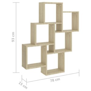 vidaXL Vägghylla kubformad sonoma-ek 78x15x93 cm konstruerat trä - Bild 6