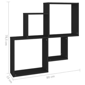 vidaXL Vägghylla kubformad svart 80x15x78,5 cm konstruerat trä - Bild 6