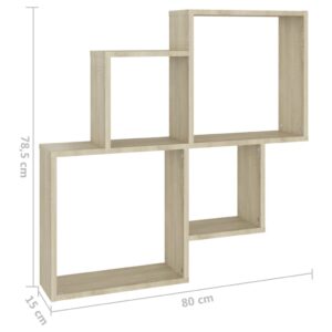 vidaXL Vägghylla kubformad sonoma-ek 80x15x78,5 cm konstruerat trä - Bild 6