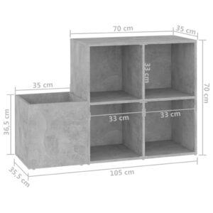 vidaXL Skoskåp betonggrå 105x35,5x70 cm konstruerat trä - Bild 8