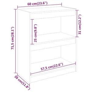 vidaXL Bokhylla/rumsavdelare 60x30x71,5 cm massiv furu - Bild 8