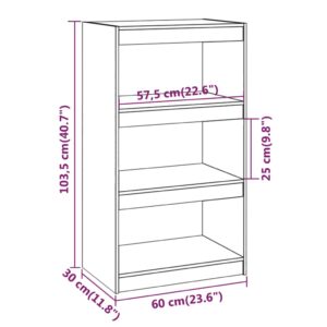 vidaXL Bokhylla/rumsavdelare vit 60x30x103,5 cm massiv furu - Bild 8