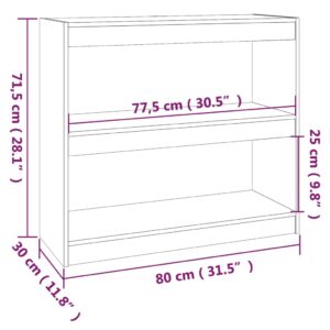 vidaXL Bokhylla/rumsavdelare grå 80x30x71,5 cm massiv furu - Bild 8