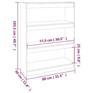 vidaXL Bokhylla/rumsavdelare grå 80x30x103,5 cm massiv furu - Bild 8