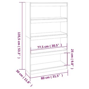 vidaXL Bokhylla/rumsavdelare 80x30x135,5 cm massiv furu - Bild 8