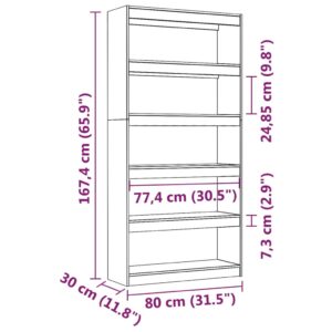 vidaXL Bokhylla/rumsavdelare grå 80x30x167,4 cm massiv furu - Bild 8