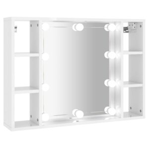 vidaXL Spegelskåp med LED vit högglans 76x15x55 cm - Bild 2