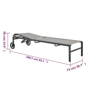 vidaXL Solsängar 2 st med bord textilene och stål - Bild 8